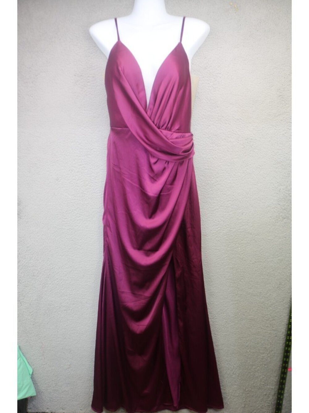 Cinderella Divine Purple Wrap Satin Evening Gown-Size 8-NWT-Nice